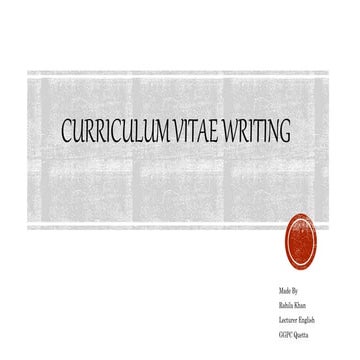 CV Writing essentials , Business Communication