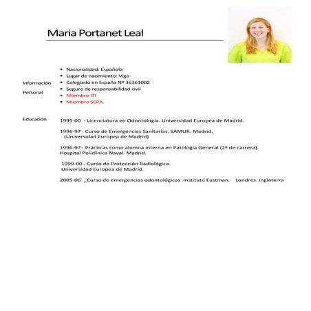 Cv maria portanet rome