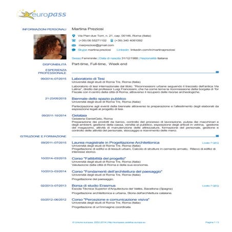 CV_Martina Preziosi_Europass | PDF