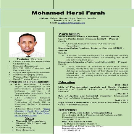 CV Mohamed Hersi Farah 