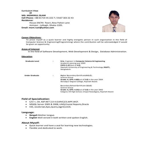 Cv Mominul Ruet