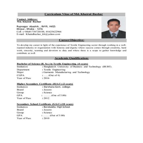 Sample CV