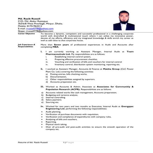 Cv of md. razib russell 4.4.19
