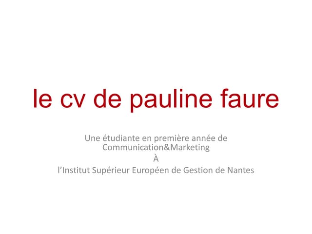 Cv Pauline Faure