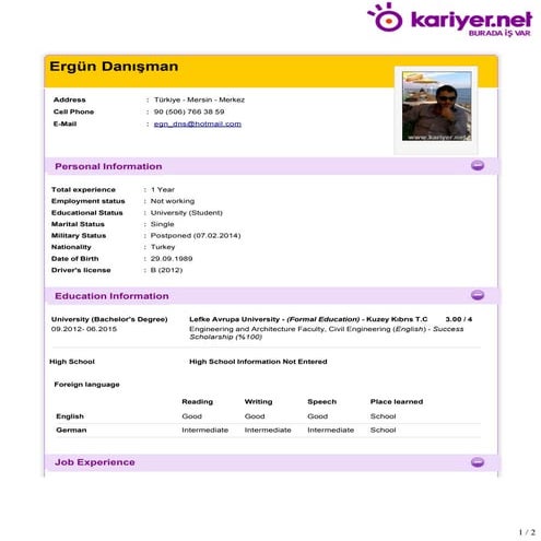 ERGÜN DANIŞMAN 125959 CIVIL ENGINEERING