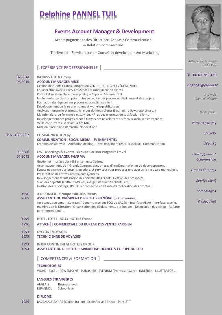 cv profil events account manager cv account manager