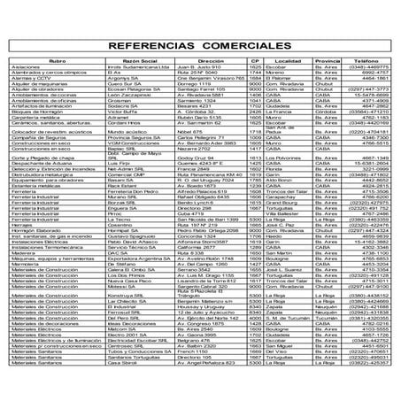 Cv refencias comerciales word