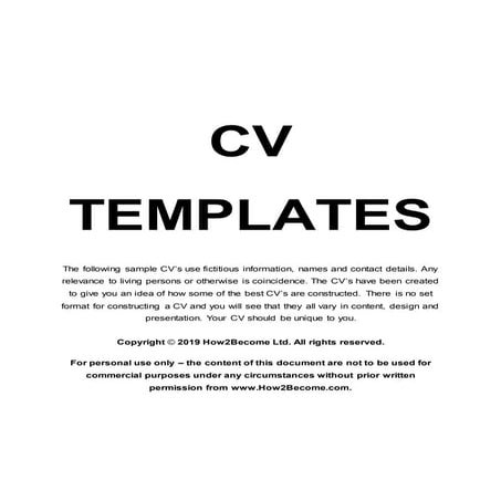 CV Writing Templates - How To Write A BRILLIANT CV!