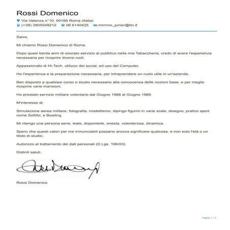 Cv Rossi Domenico | PDF