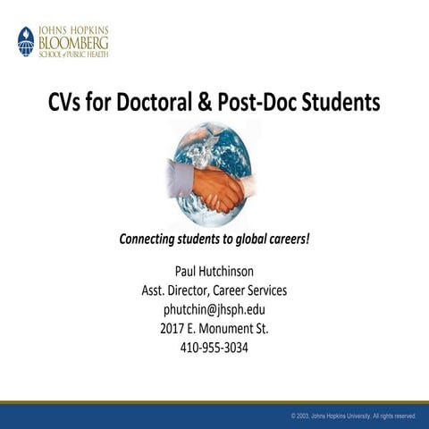 CVs For Doctoral & Post Doc Students (Fall 2010) | PPT