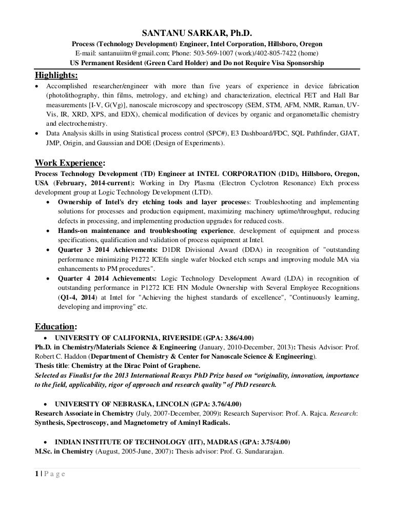 cv sarkar santanu_ucr_intel_process_integration_yield_quality_realiab - Intel Process Engineer Sample Resume cv sarkar santanu_ucr_intel_process_integration_yield_quality_realiab - Intel Process Engineer Sample Resume