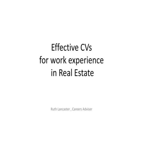 CVs for work experience in property