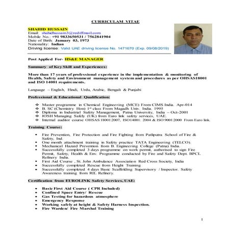 HSE Manager CV | PDF