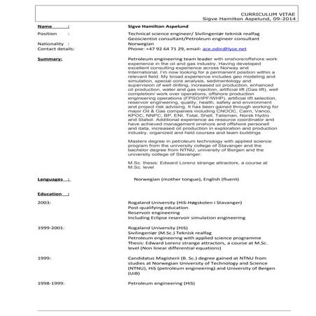 ANWAR - CV SLB Format | DOCX