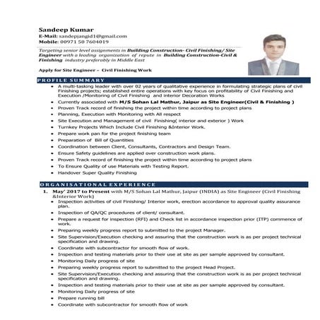 Cv site civil engineer