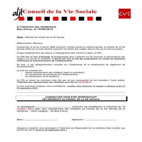 Cvs lettre information | DOC
