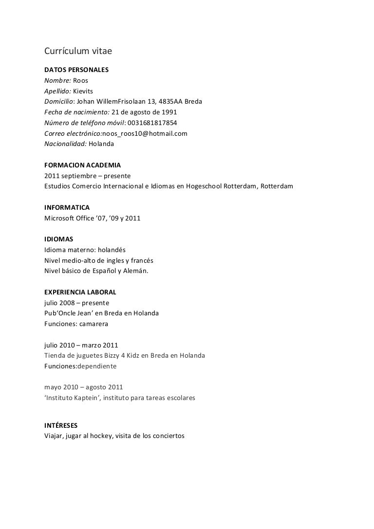 Spanish Cv Template Word - Cvspaans 13199145737344 Phpapp01 111029135839 Phpapp01 Thumbnail 4 