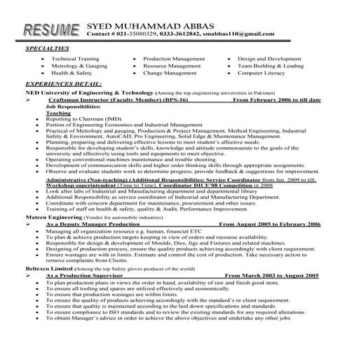 Cv Syed Muhammad Abbas