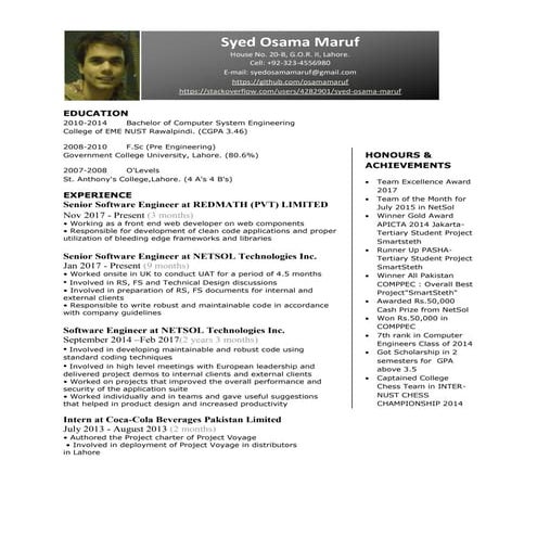 CV Syed Osama Maruf