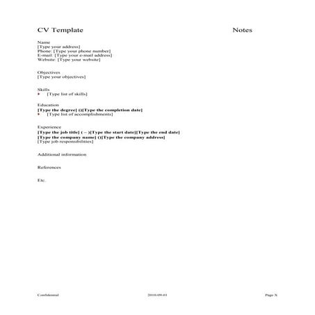 Cv template greywide notes | PDF