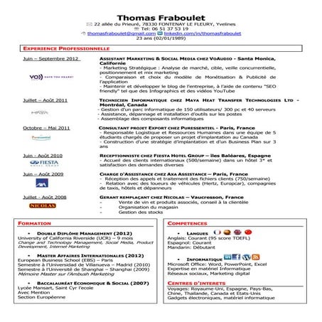 Cv thomas fraboulet | PDF