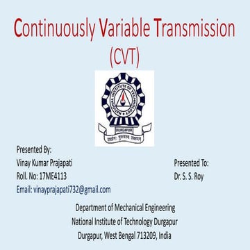 Continuously Variable Transmission ( CVT ) | PPTX