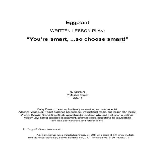 Written lesson plan