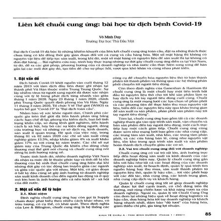 Liên kết chuỗi cung ứng, bài học từ dịch bệnh Covid 19