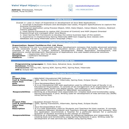 Cv vipul valvi_java_developer