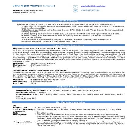Cv vipul valvi_java_developer 3 years