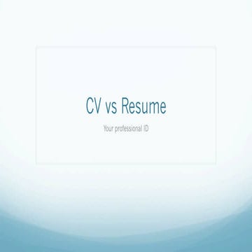 Cv vs Resume | PDF