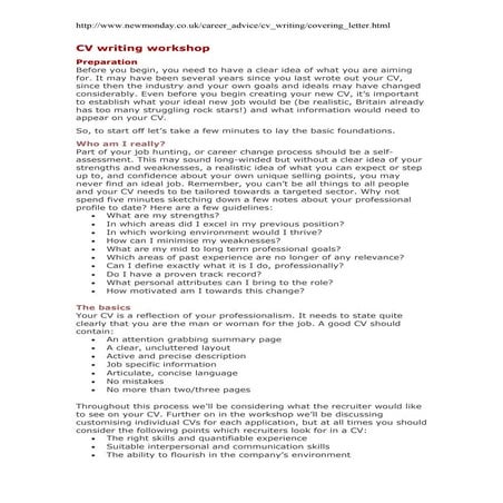 Cv writing workshop