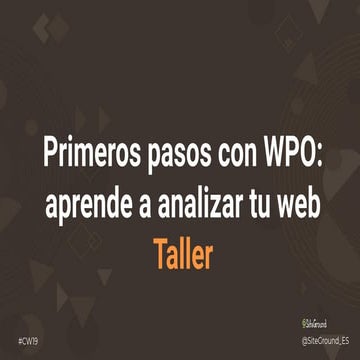 Primeros pasos con WPO: aprende a analizar tu web - Taller