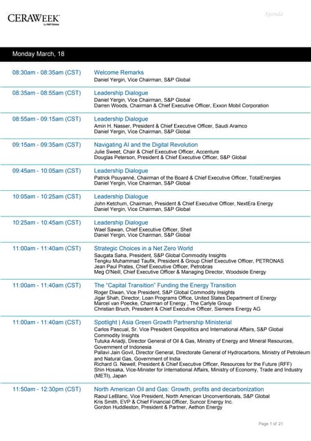 CeraWeek 2024 - Executive conference agenda