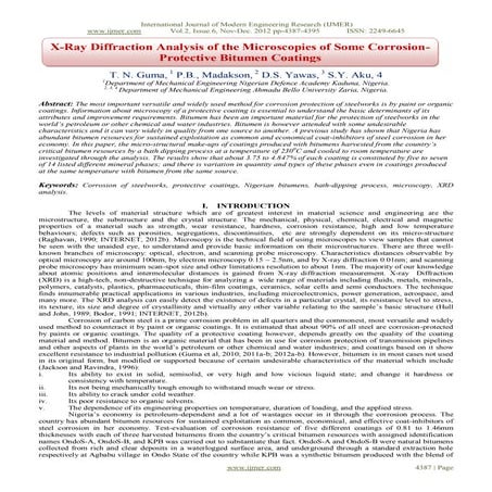 X-Ray Diffraction Analysis of the Microscopies of Some Corrosion-Protective B...