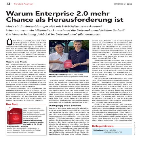 Warum Enterprise 2.0 mehr Chance als Herausforderung ist