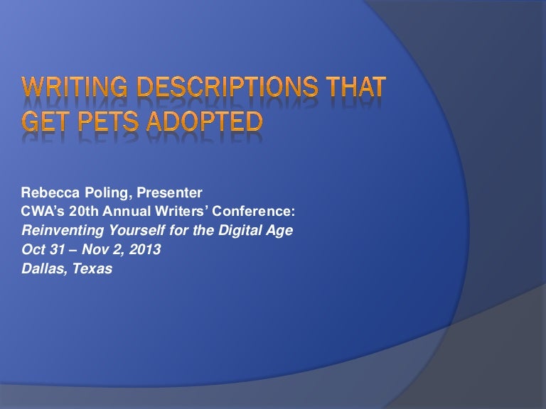 Writing Descriptions That Get Pets Adoption