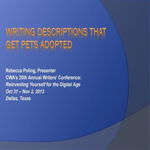 Writing Descriptions That Get Pets Adoption