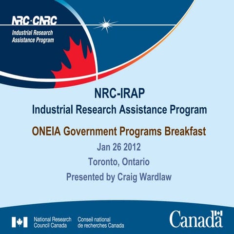 IRAP Presentation, Craig Wardlaw - ONEIA EBOB January 26, 2012