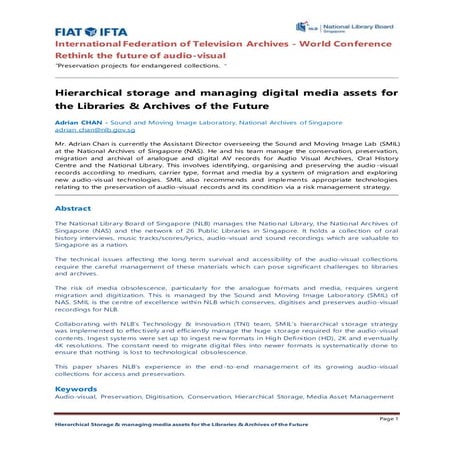 abstract: hierarchical storage &amp; managing media assets for the libraries ...