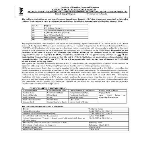 IBPS Cwe spl v Notification 2015-16