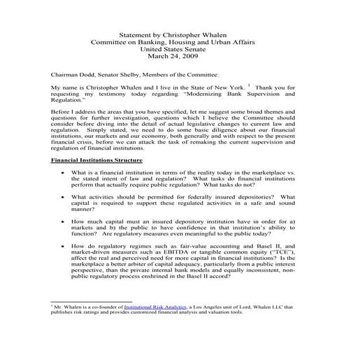 Moderninizing bank supervision and regulation