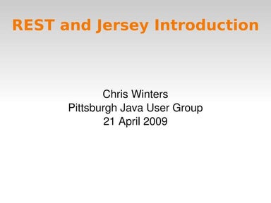 Introduction to REST and Jersey