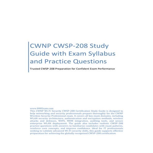 CWNP CWSP-208 Study Guide with Exam Syllabus and Practice Questions | PDF
