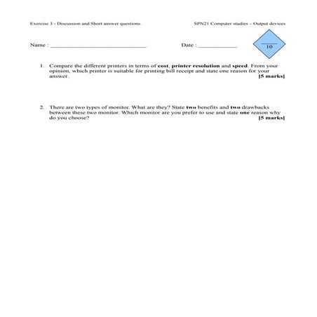 Answer keys for exercise 3 | PPTX