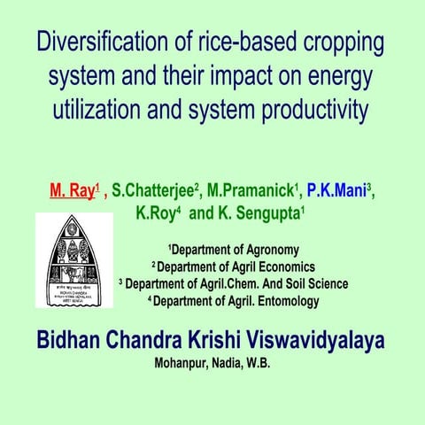 Diversification of rice-based cropping system and their impact on energy util...