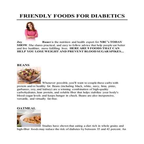 Friendly Foods for Diabetics
