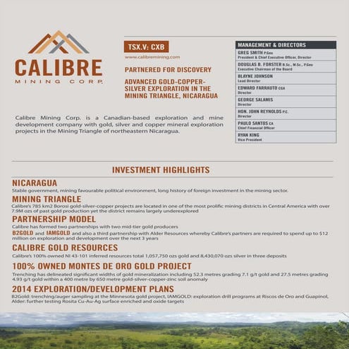 Calibre Mining Corp. Profile