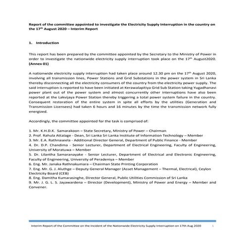 Report of the committee appointed to investigate the Electricity Supply ...