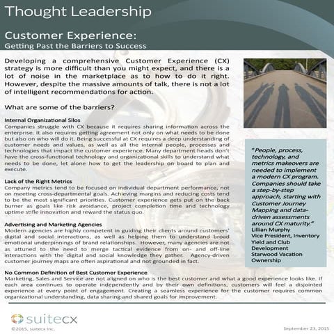 Customer Experience: Getting past the Barriers to Success